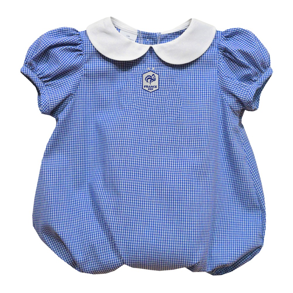 France National Team Vive La Fete Girls Infant Gingham Puffy Bubble Dress for sale - Royal 