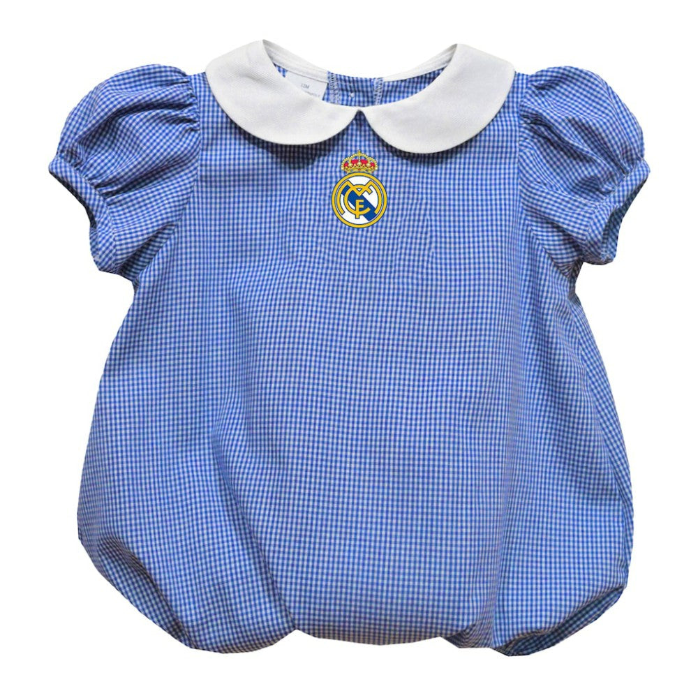 Real Madrid Vive La Fete Girls Infant Gingham Puffy Bubble Dress Discount - Royal 