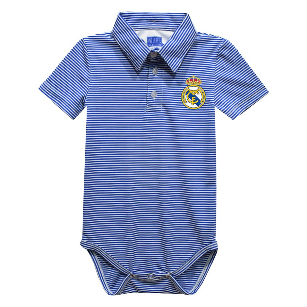 Real Madrid Vive La Fete Infant Pencil Stripe Polo Bodysuit Discount - Royal 