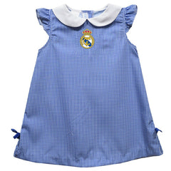 Real Madrid Vive La Fete Girls Toddler Mini Check Pattern A-Line Dress Discount - Royal 