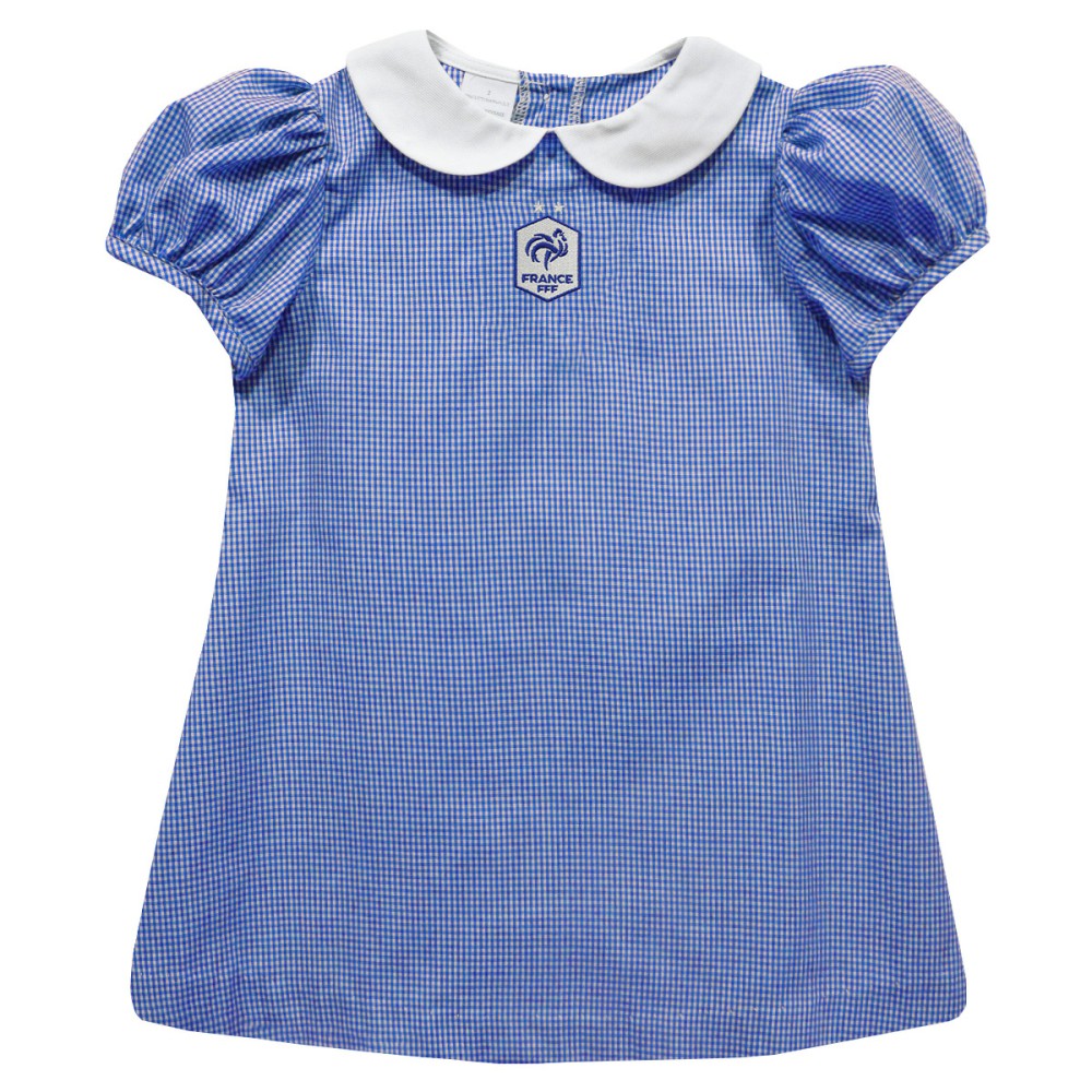France National Team Vive La Fete Girls Infant Gingham Puffy A-Line Dress for sale - Royal 