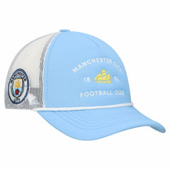 Manchester City Unisex Free Rider Trucker Snapback Hat Discount - Light Blue 