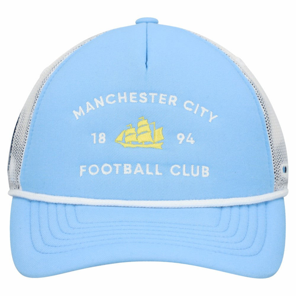 Manchester City Unisex Free Rider Trucker Snapback Hat Discount - Light Blue 