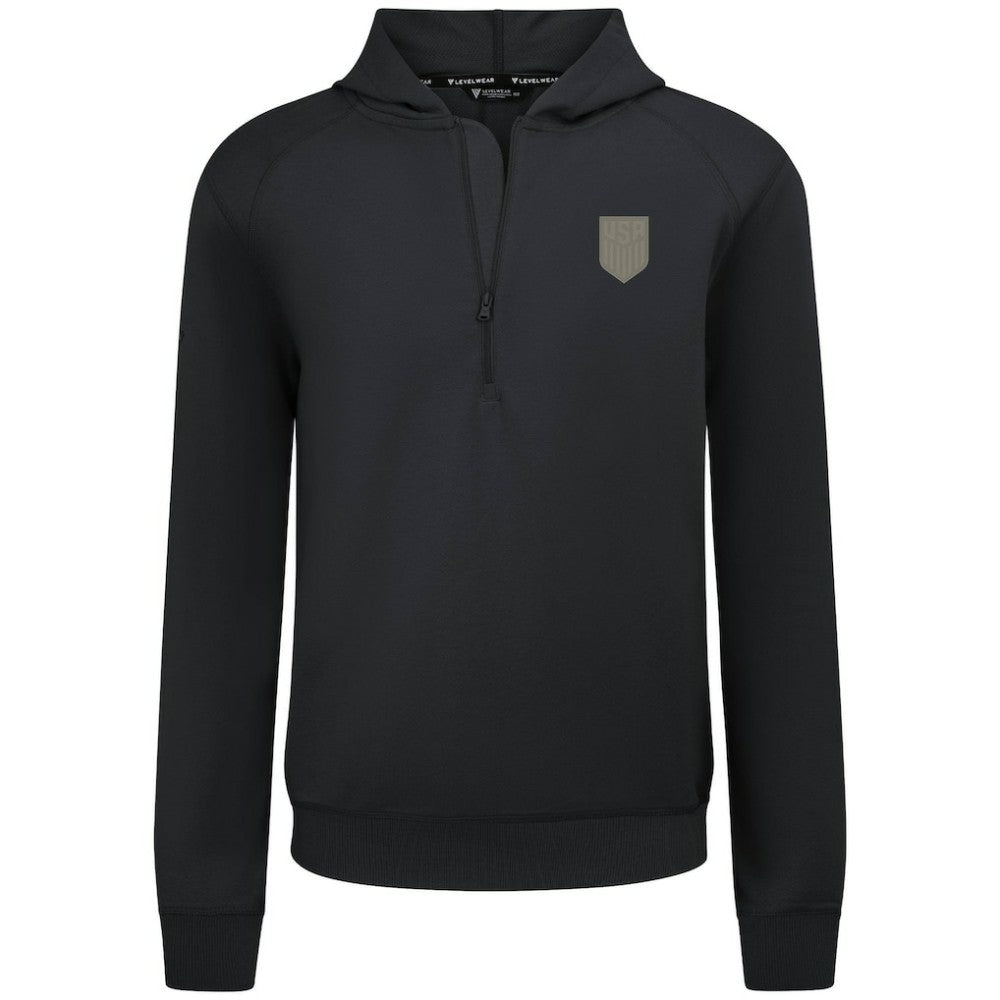 USMNT Levelwear Technic Tri-Blend Quarter-Zip Hoodie on sale - Black 