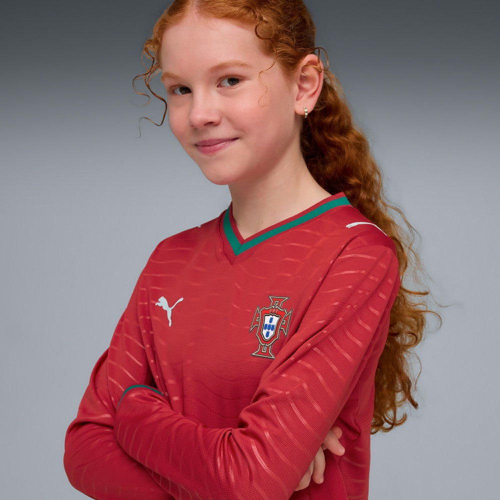 Portugal National Team Youth 2026 Home Replica Long Sleeve Jersey for sale - Red 
