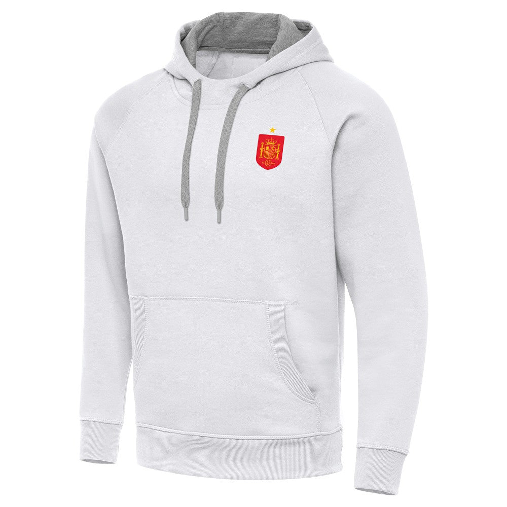 Spain National Team Antigua Takeover Fleece Raglan Hoodie for sale - White 