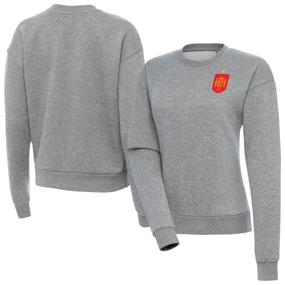 Spain National Team Antigua Women's Takeover Fleece Sweatshirt for sale - Heather Gray 