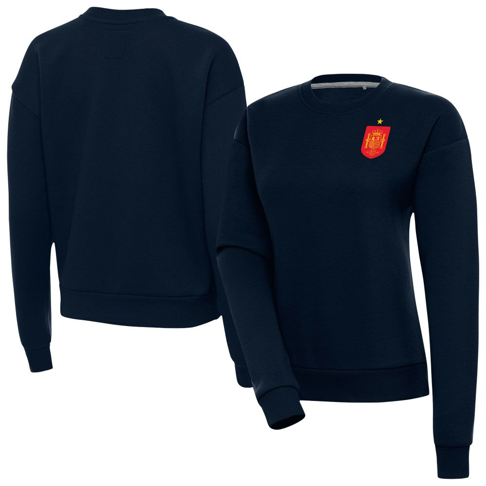 Spain National Team Antigua Women's Takeover Fleece Sweatshirt for sale - Navy 