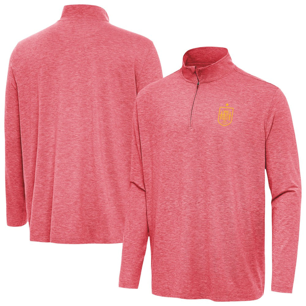 Spain National Team Antigua Masters Quarter-Zip Pullover for sale - Heather Red 