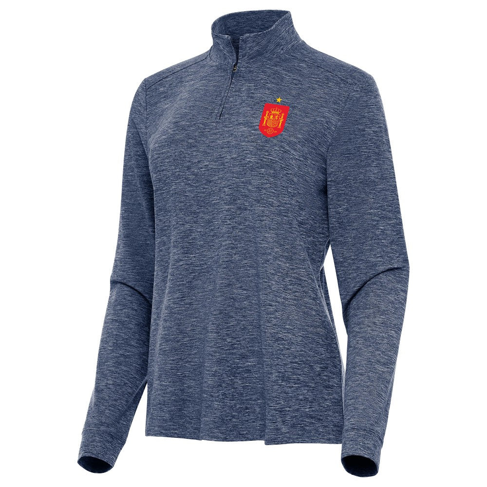 Spain National Team Antigua Women's Quarter-Zip Pullover for sale - Heather Navy 