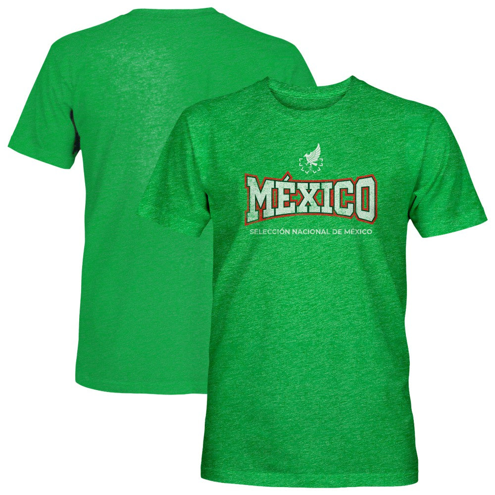 Mexico National Team 1863FC Athletic Wordmark Vintage Tri-Blend T-Shirt for sale - Green 