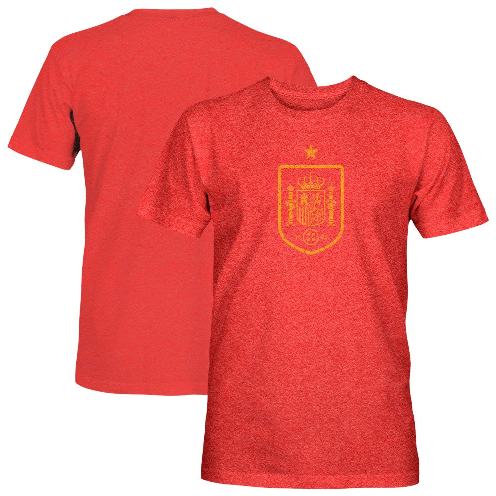 Spain National Team 1863FC Mono Badge Vintage Tri-Blend T-Shirt for sale - Red 