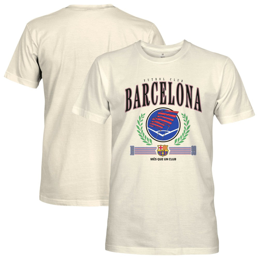 Barcelona 1863FC Retro Stripes T-Shirt on sale - Cream 
