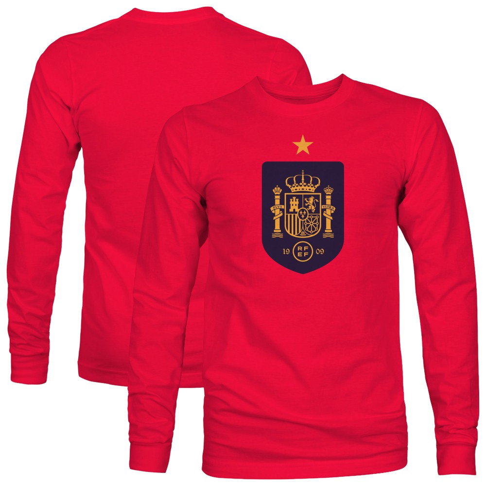 Spain National Team 1863FC Color Badge Long Sleeve T-Shirt for sale - Red 