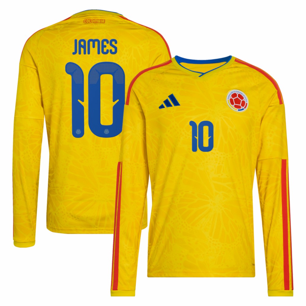 James Rodriguez Colombia National Team 2026 Home Replica Long Sleeve Jersey for sale - Yellow 