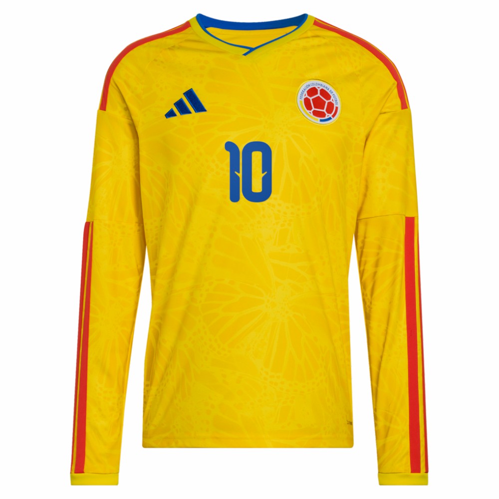 James Rodriguez Colombia National Team 2026 Home Replica Long Sleeve Jersey for sale - Yellow 