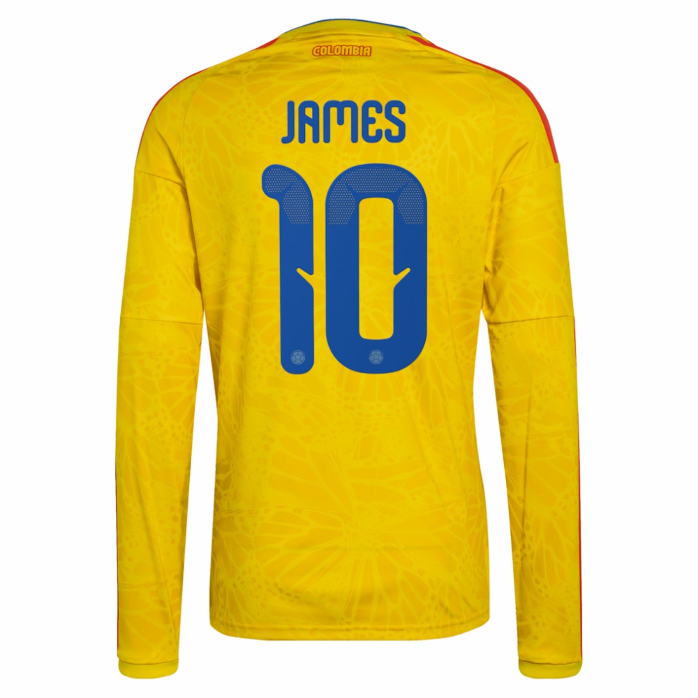 James Rodriguez Colombia National Team 2026 Home Replica Long Sleeve Jersey for sale - Yellow 