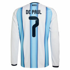 Rodrigo De Paul Argentina National Team 2026 Home Replica Long Sleeve Jersey for sale - White 