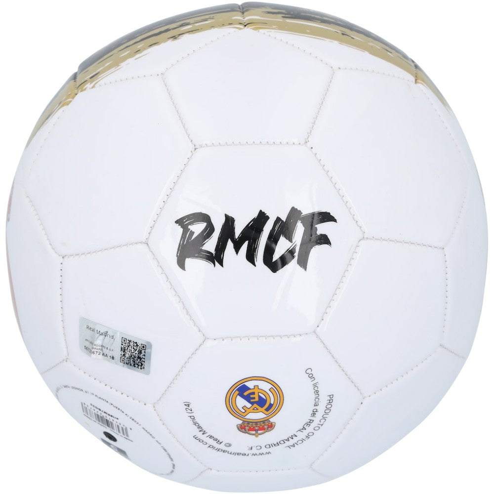 Franco Mastantuono Real Madrid Autographed White/Gold Logo Soccer Ball 