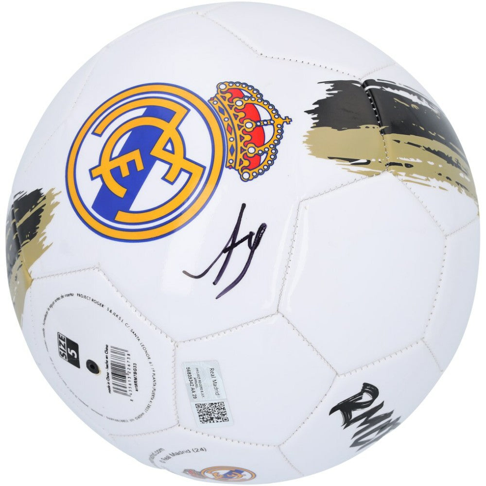 Arda Güler Real Madrid Autographed White/Gold Logo Soccer Ball 