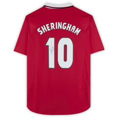 Teddy Sheringham Manchester United Autographed 1999 Red UEFA Champions League Home Jersey  Discount - Icons 