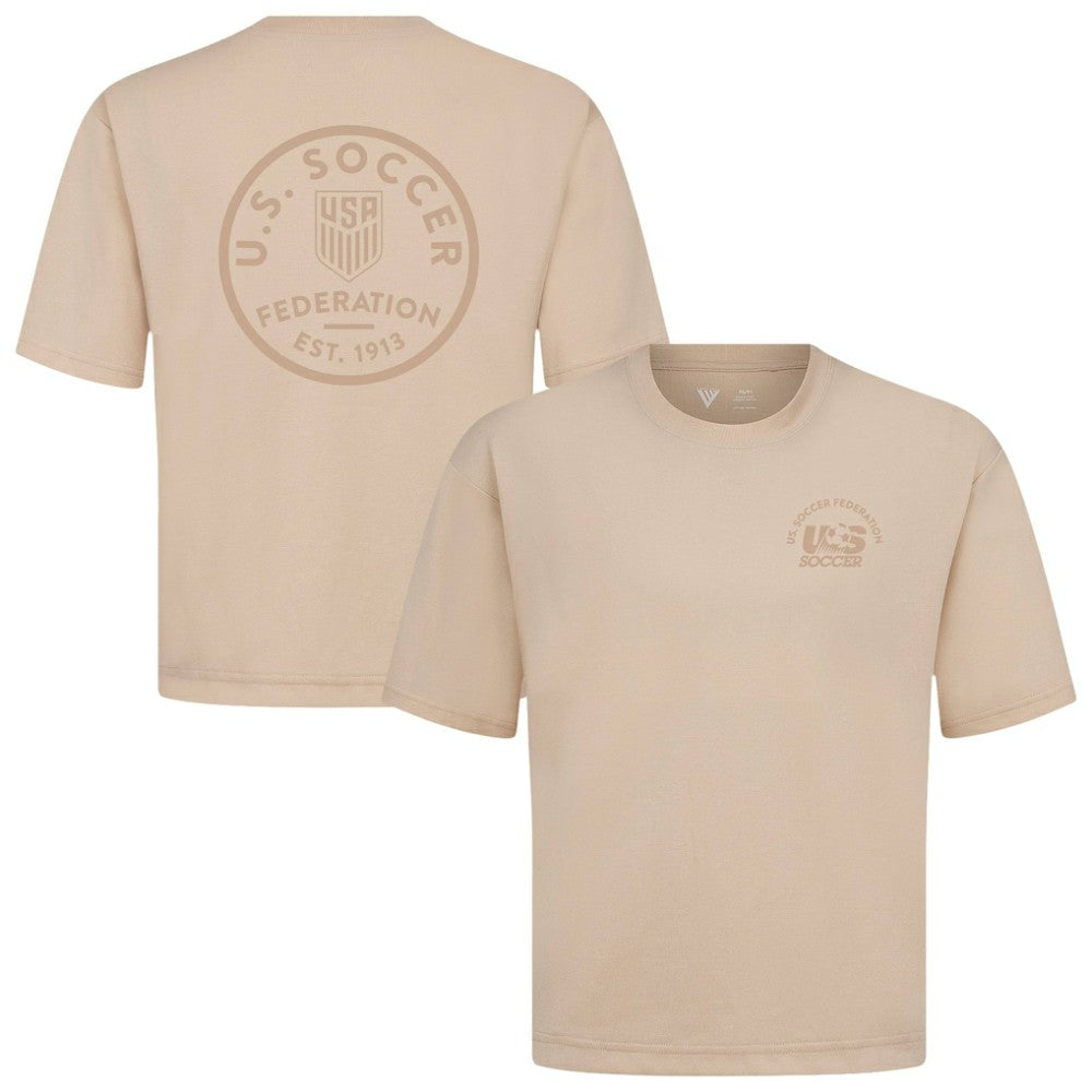 USMNT Levelwear Luxe Signature Knit Transit Tonal T-Shirt for sale - Khaki 