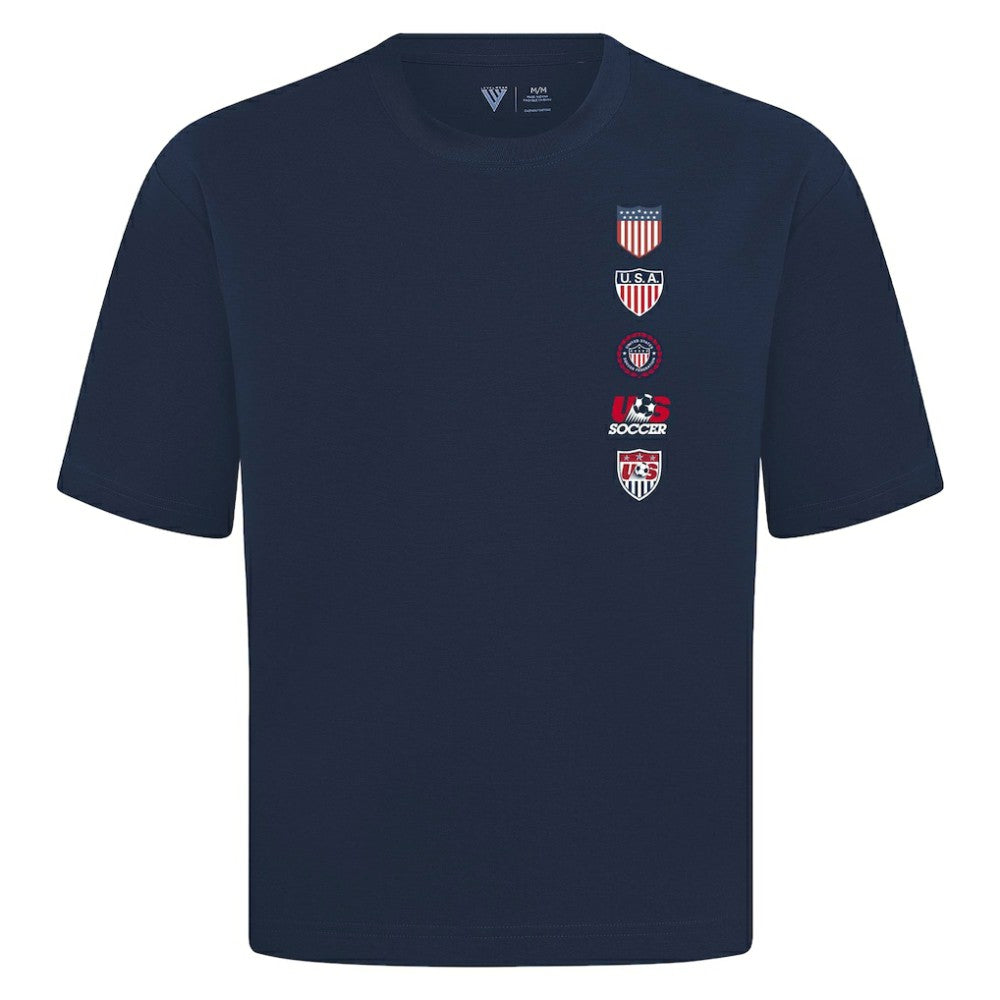 USMNT Levelwear Luxe Signature Knit Timeline T-Shirt for sale - Navy 