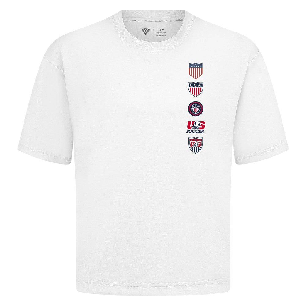 USMNT Levelwear Luxe Signature Knit Timeline T-Shirt for sale - White 