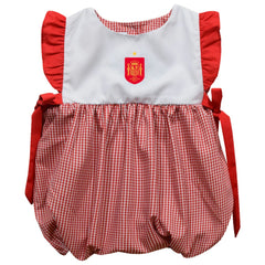 Spain National Team Vive La Fete Girls Infant Gingham Bubble Dress for sale - Red 