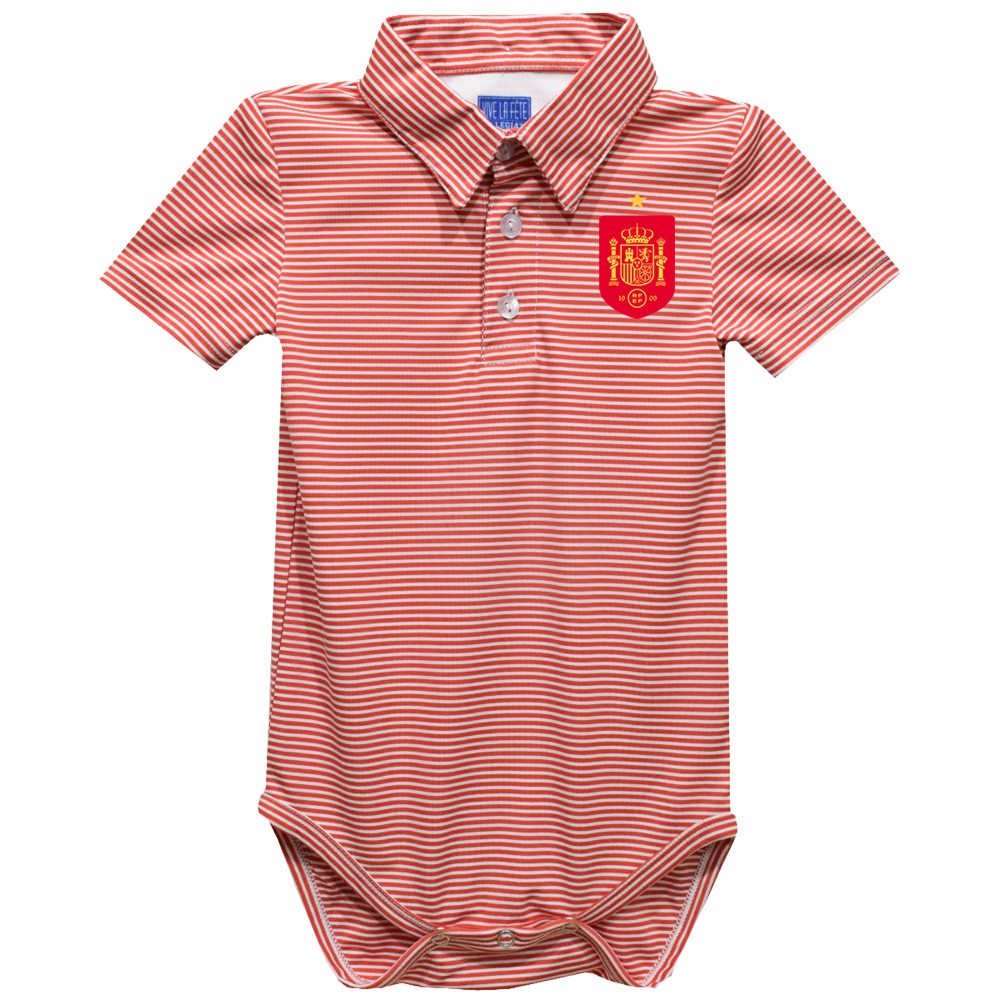 Spain National Team Vive La Fete Infant Polo Pencil Stripe Bodysuit for sale - Red 