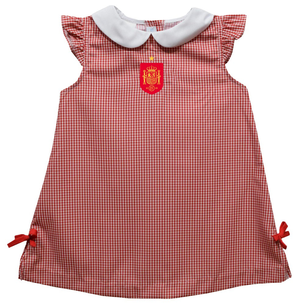 Spain National Team Vive La Fete Girls Toddler Mini Check Pattern A-Line Dress for sale - Red 