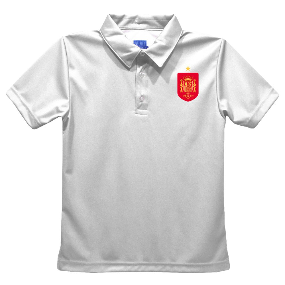 Spain National Team Vive La Fete Youth Solid Polo for sale - White 