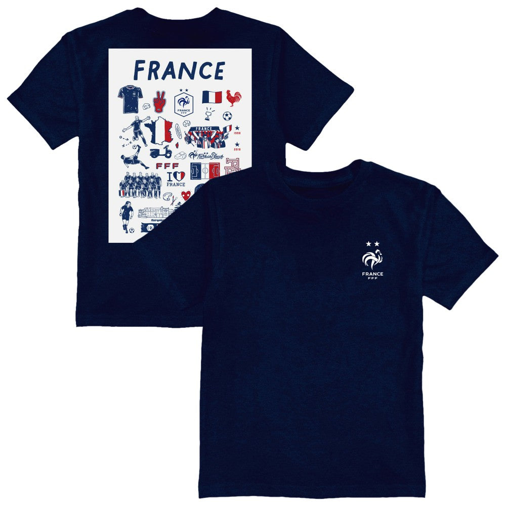 France National Team Vive La Fete Youth Impressions Artwork T-Shirt for sale - Navy 