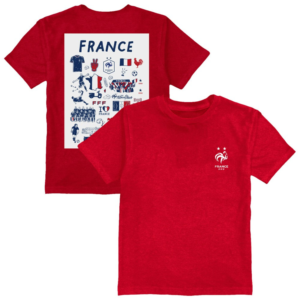 France National Team Vive La Fete Youth Impressions Artwork T-Shirt for sale - Red 