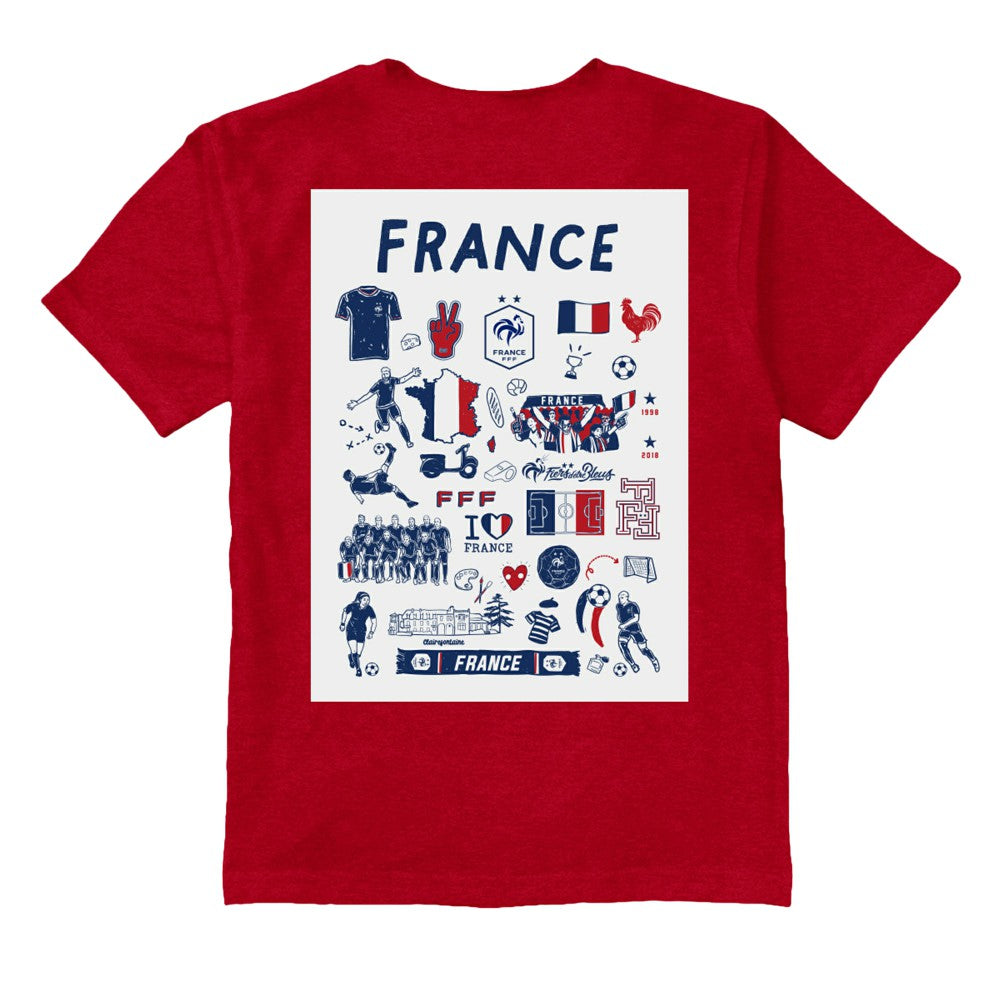 France National Team Vive La Fete Youth Impressions Artwork T-Shirt for sale - Red 