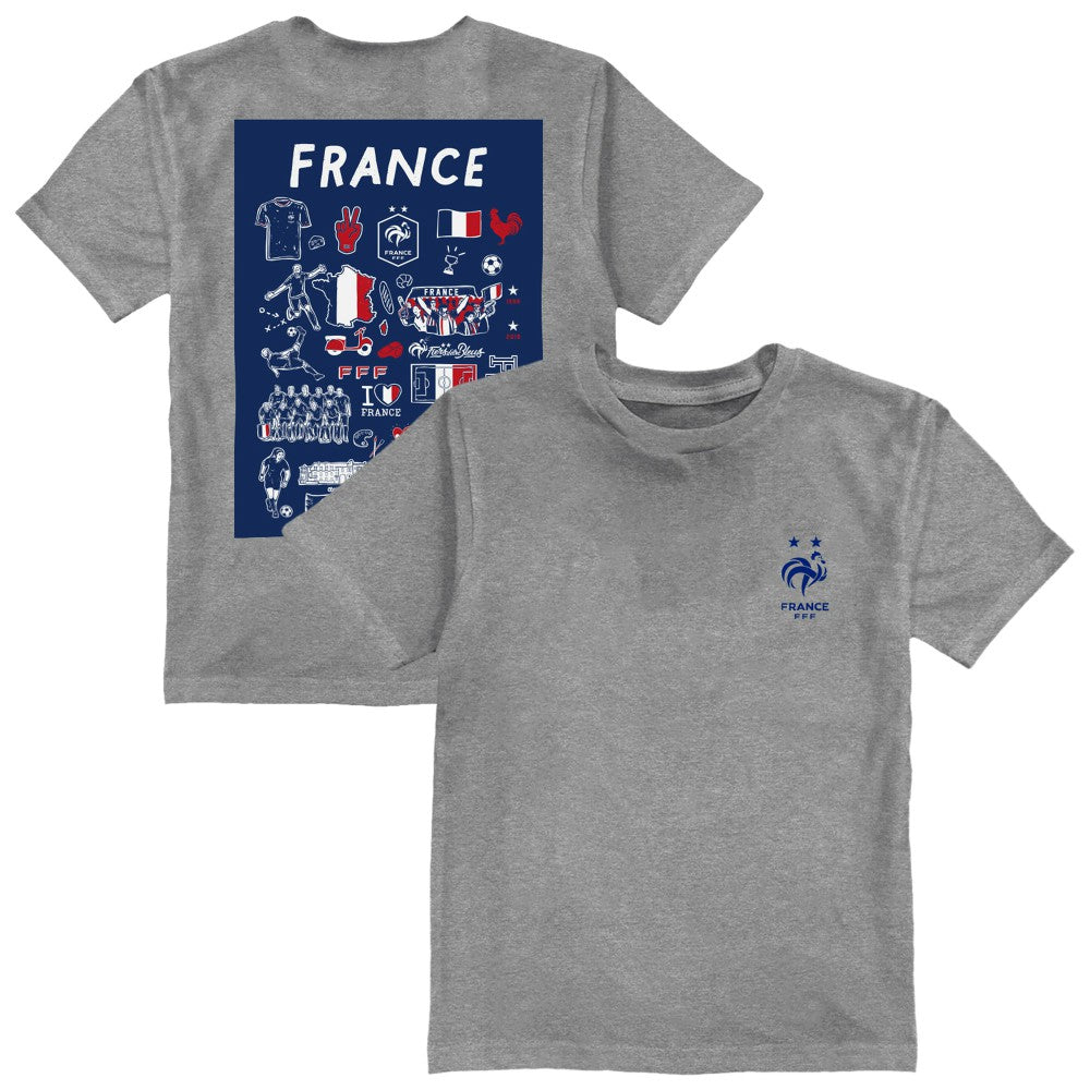 France National Team Vive La Fete Youth Impressions Artwork T-Shirt for sale - Gray 