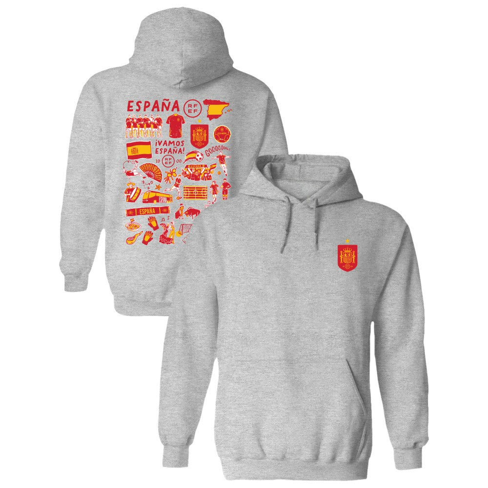 Spain National Team Vive La Fete Women's Impressions Artwork Hoodie for sale - Gray 