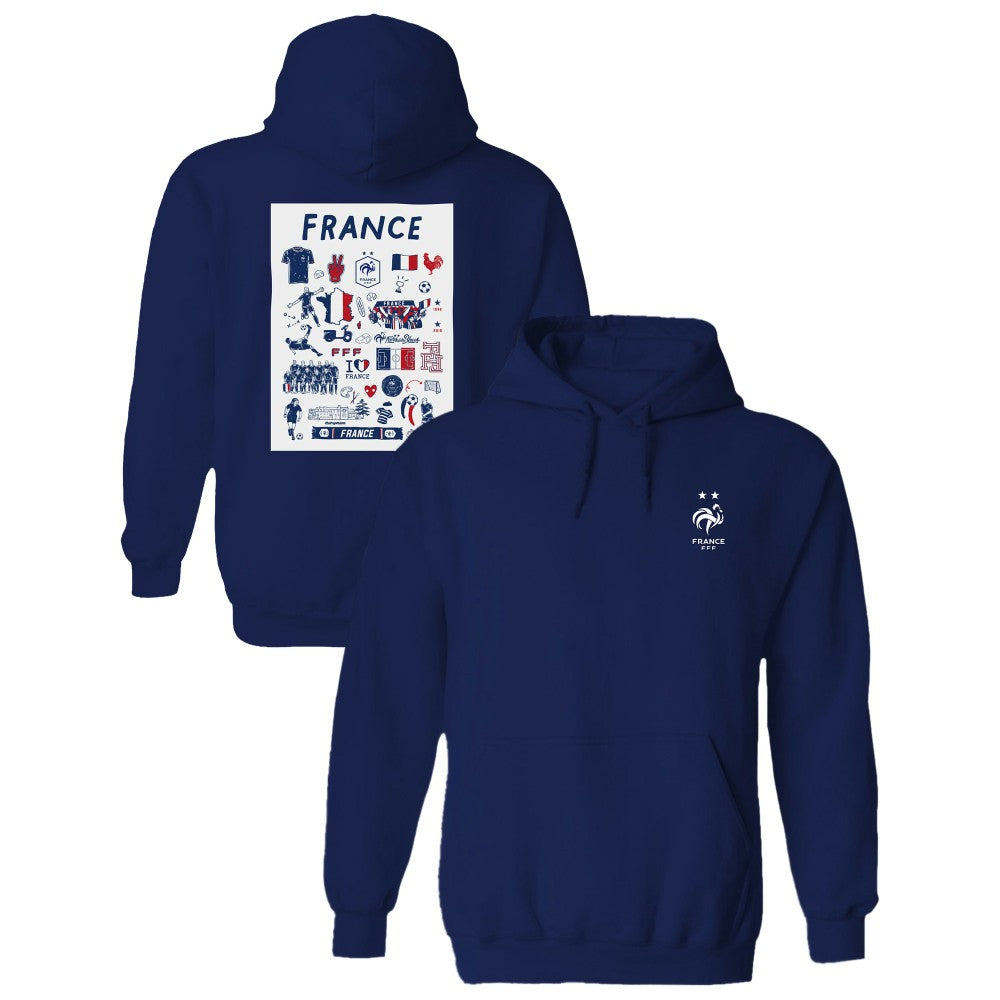 France National Team Vive La Fete Women's Impressions Artwork Hoodie for sale - Navy 