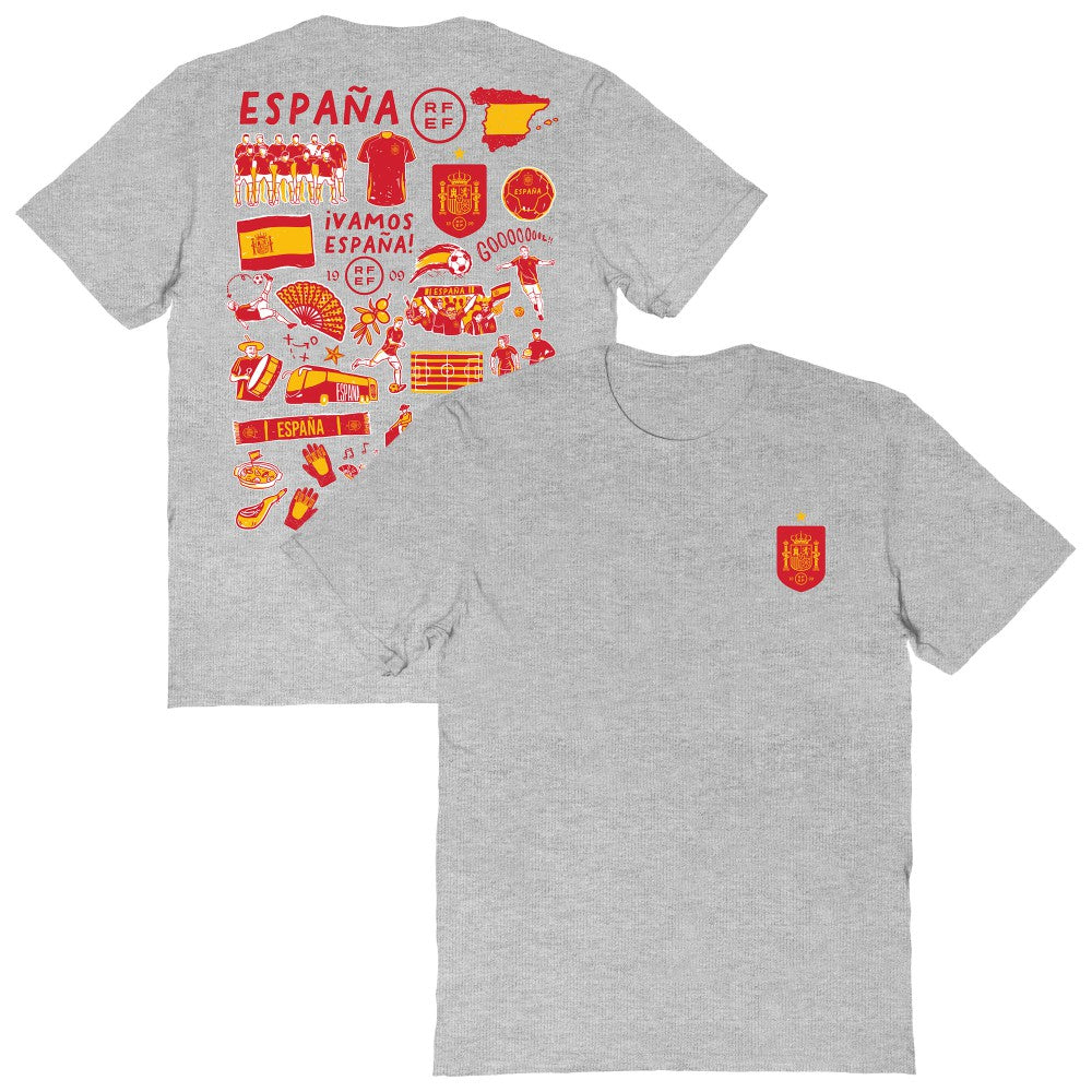 Spain National Team Vive La Fete Women's Impressions Artwork Fitted T-Shirt for sale - Gray 