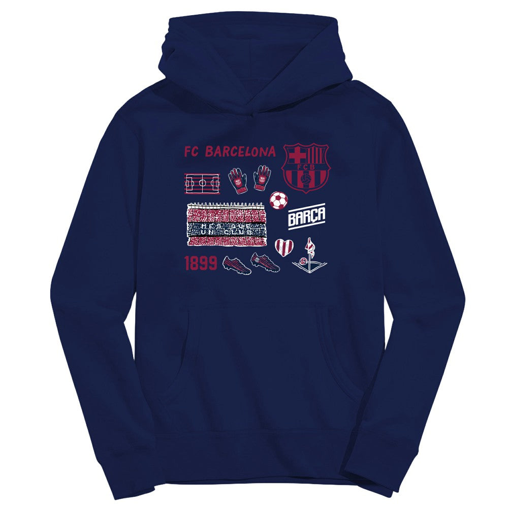Barcelona Vive La Fete Youth Impressions Icons Hoodie on sale - Navy 
