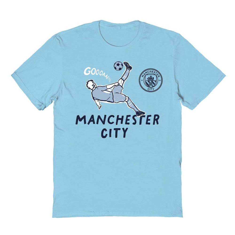 Manchester City Vive La Fete Youth Chilena Style T-Shirt Discount - Light Blue 