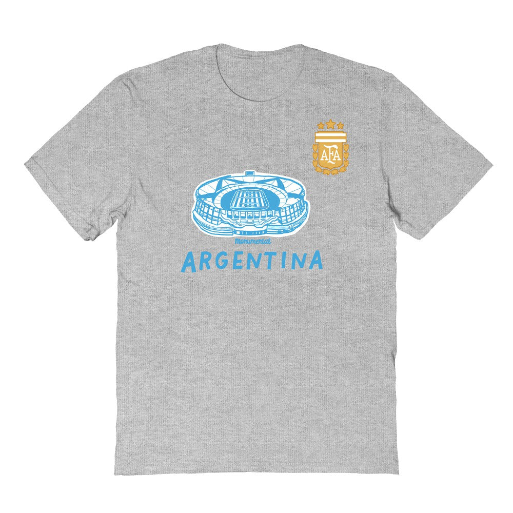 Argentina National Team Vive La Fete Youth Chilena Style T-Shirt for sale - Gray 