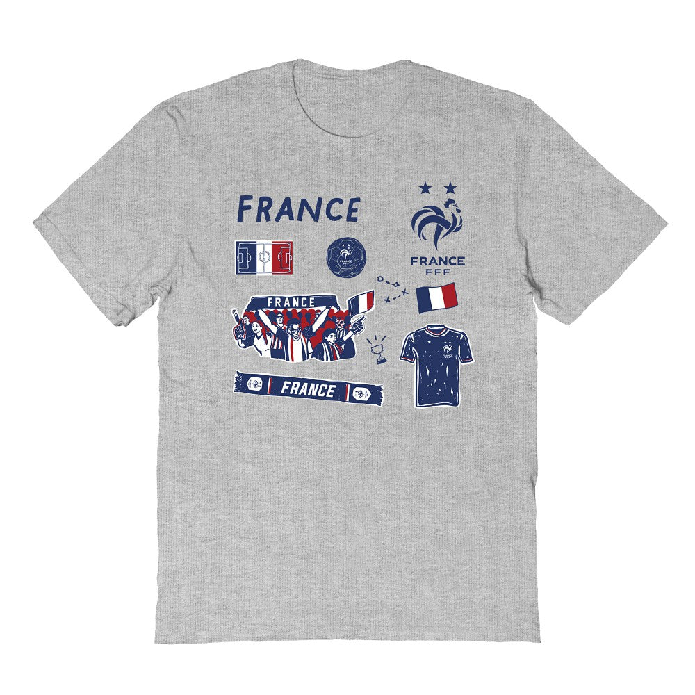 France National Team Vive La Fete Youth Impressions Icons T-Shirt for sale - Gray 