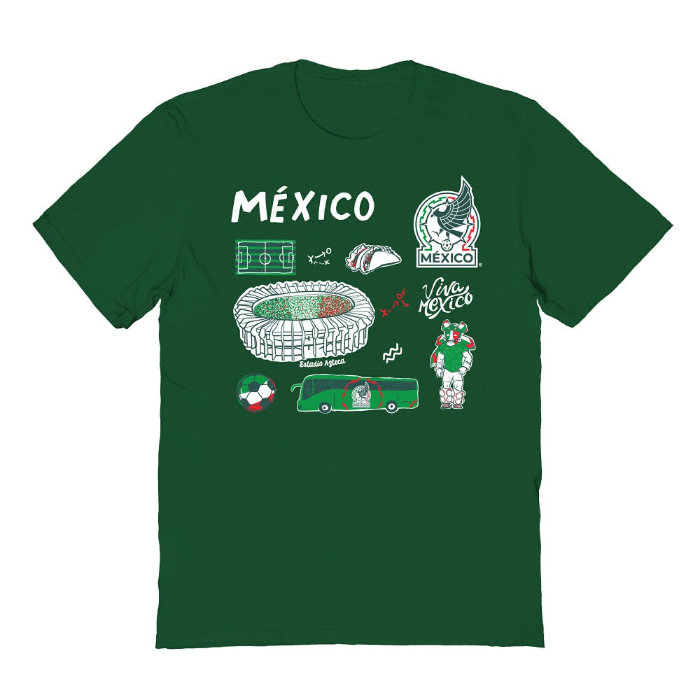 Mexico National Team Vive La Fete Youth Impressions Icons T-Shirt for sale - Green 