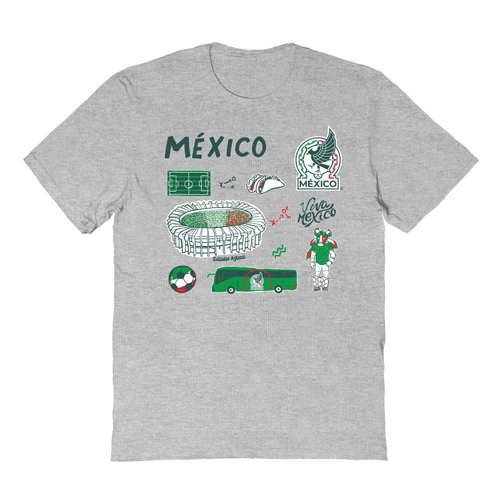 Mexico National Team Vive La Fete Youth Impressions Icons T-Shirt for sale - Gray 
