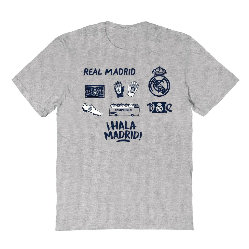 Real Madrid Vive La Fete Youth Impressions Icons T-Shirt Discount - Gray 