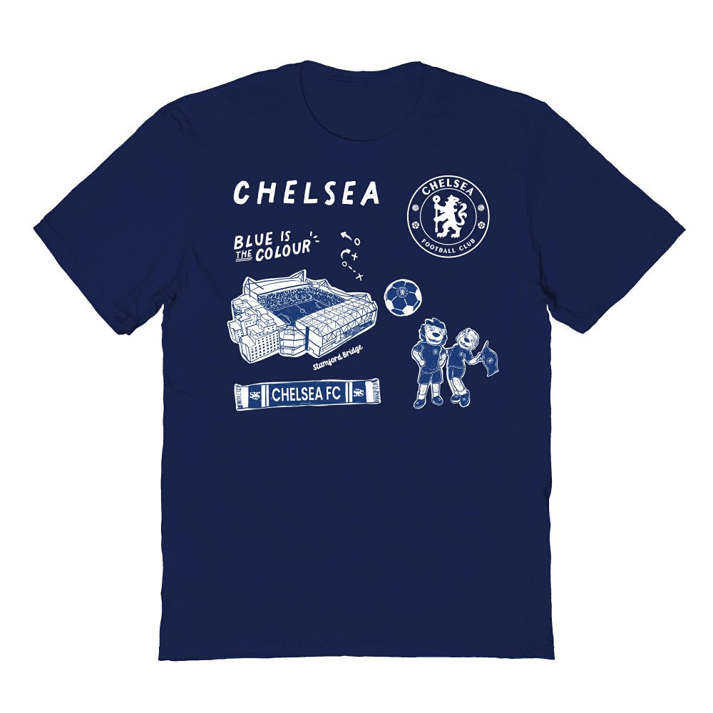 Chelsea Vive La Fete Youth Impressions Icons T-Shirt on sale - Navy 