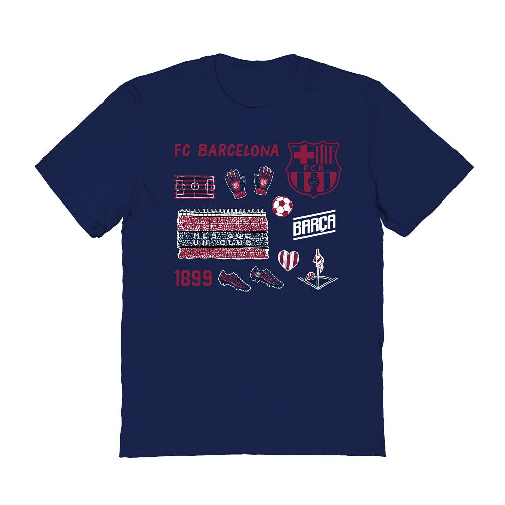 Barcelona Vive La Fete Toddler Impressions Icons T-Shirt on sale - Navy 