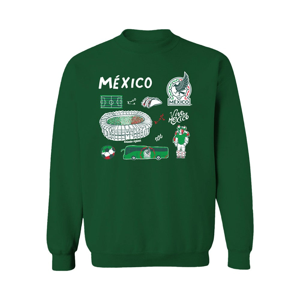 Mexico National Team Vive La Fete Women's Impressions Icons Sweatshirt for sale - Green 