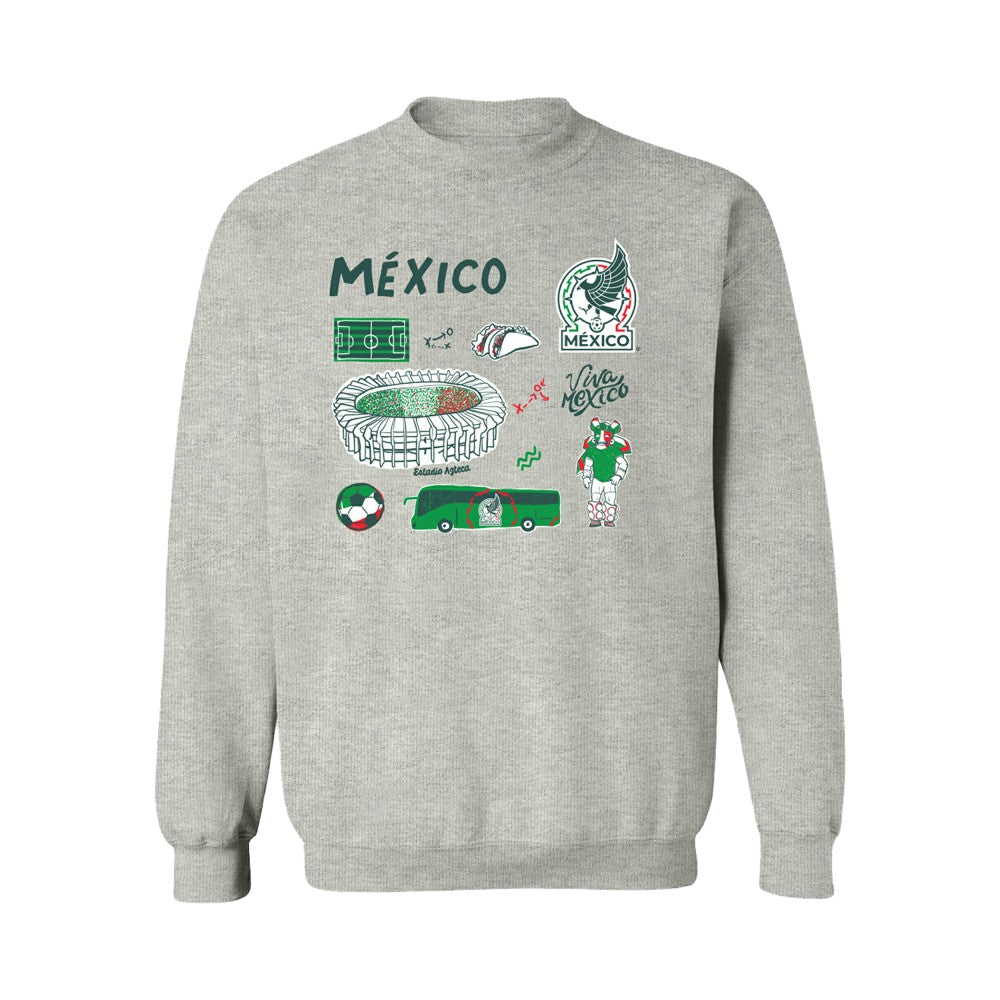 Mexico National Team Vive La Fete Women's Impressions Icons Sweatshirt for sale - Gray 